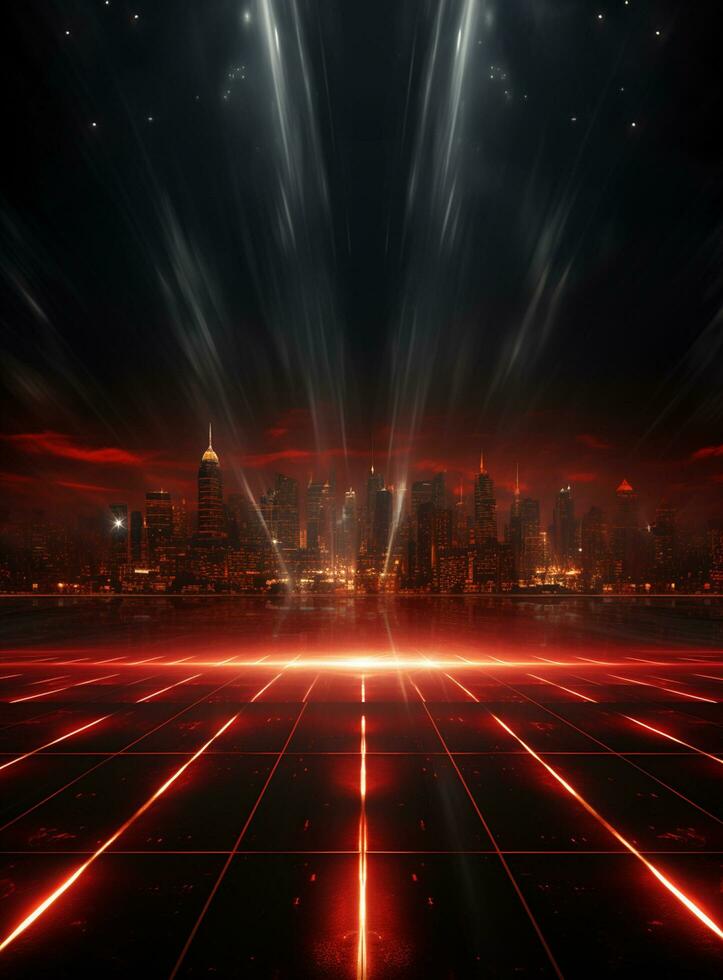 Ai generative Backdrop With Illumination Of Red Spotlights For Flyers realistic image ultra hd high design photo