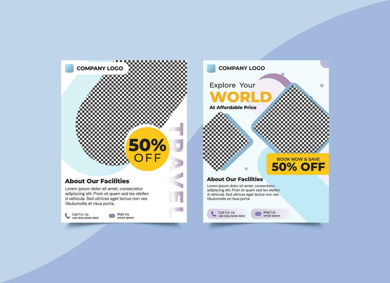 Travel flyer template design vector