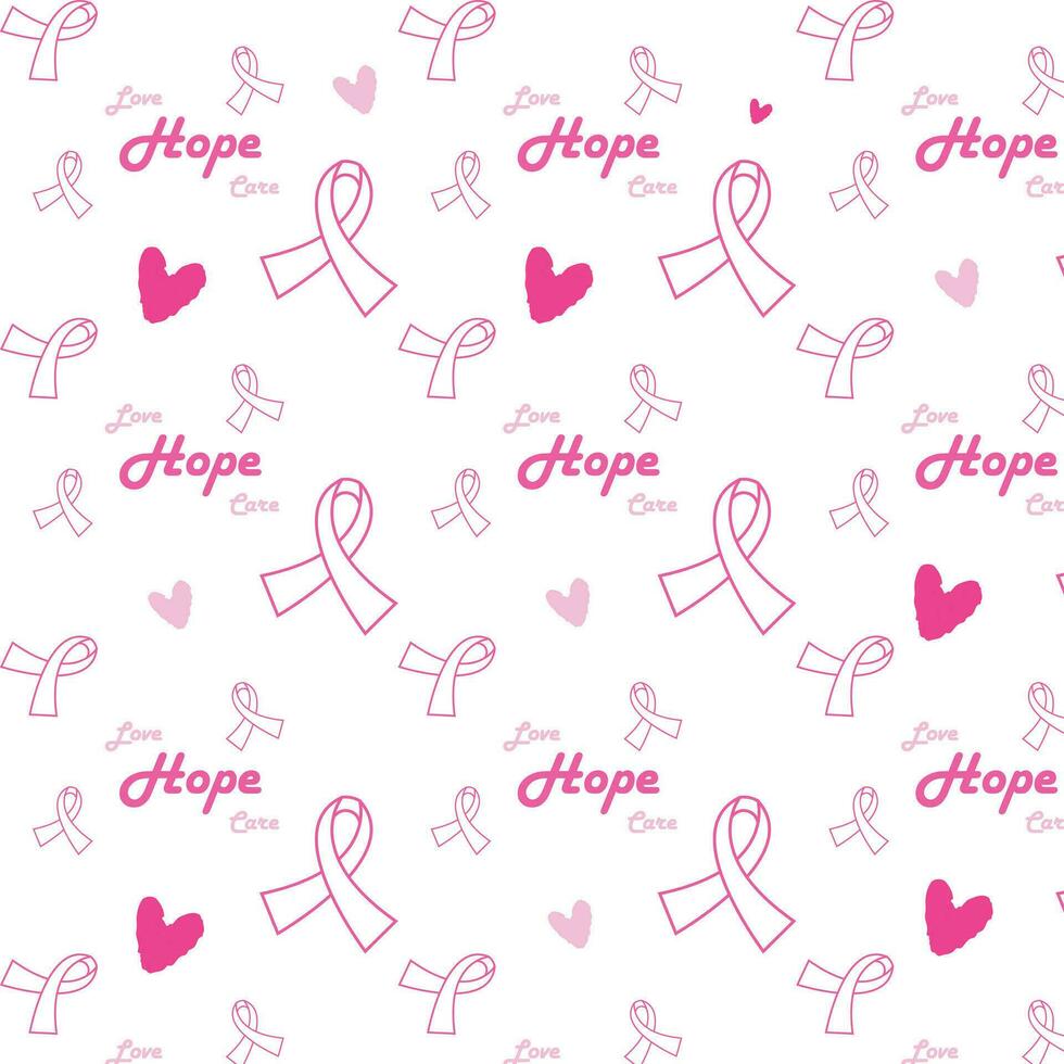 Think pink ribbon awareness symbol. October breast cancer month. vector