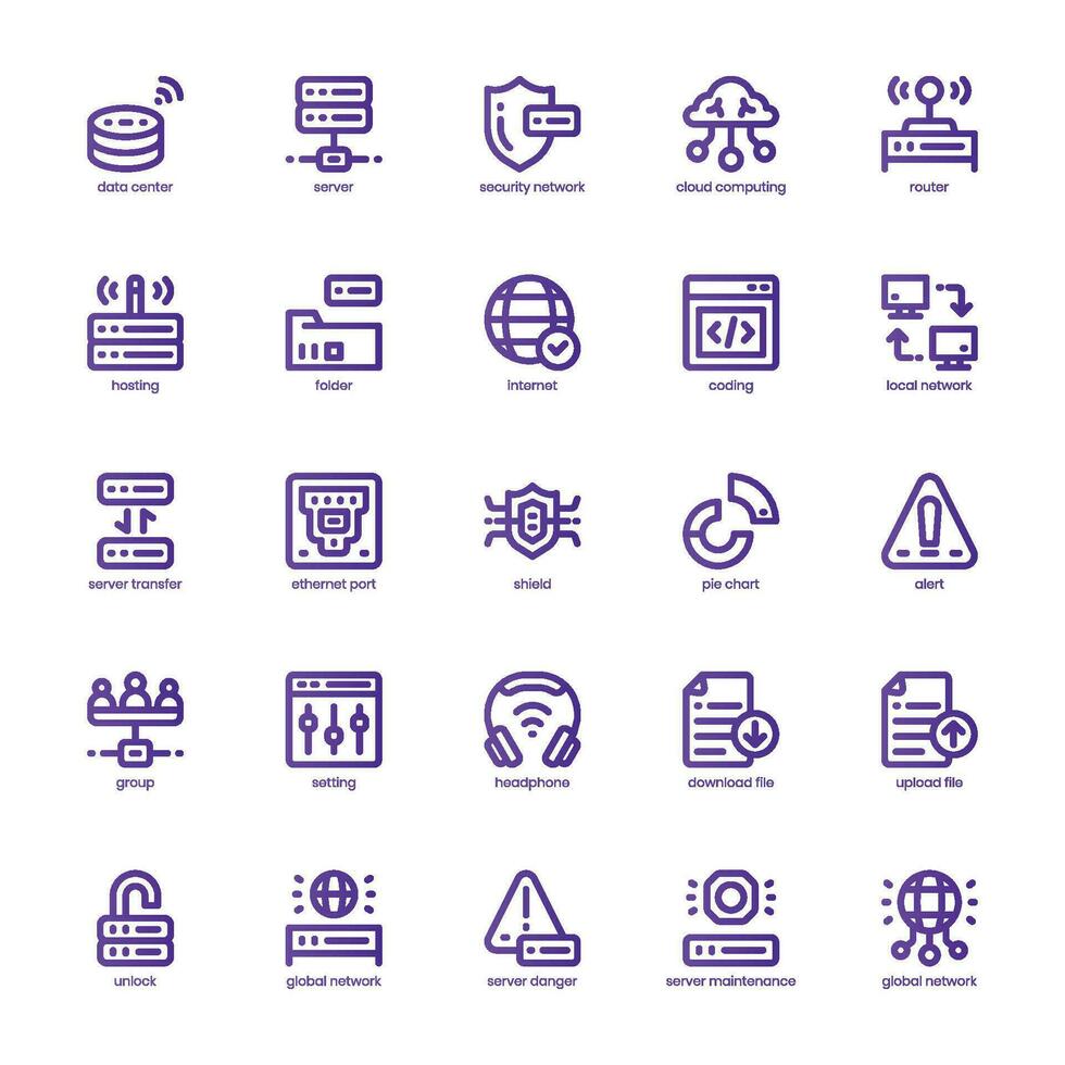 Data Center icon pack for your website, mobile, presentation, and logo design. Data Center icon basic gradient line design. Vector graphics illustration and editable stroke.