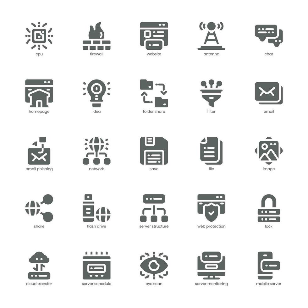 Data Center icon pack for your website, mobile, presentation, and logo design. Data Center icon solid design. Vector graphics illustration and editable stroke.