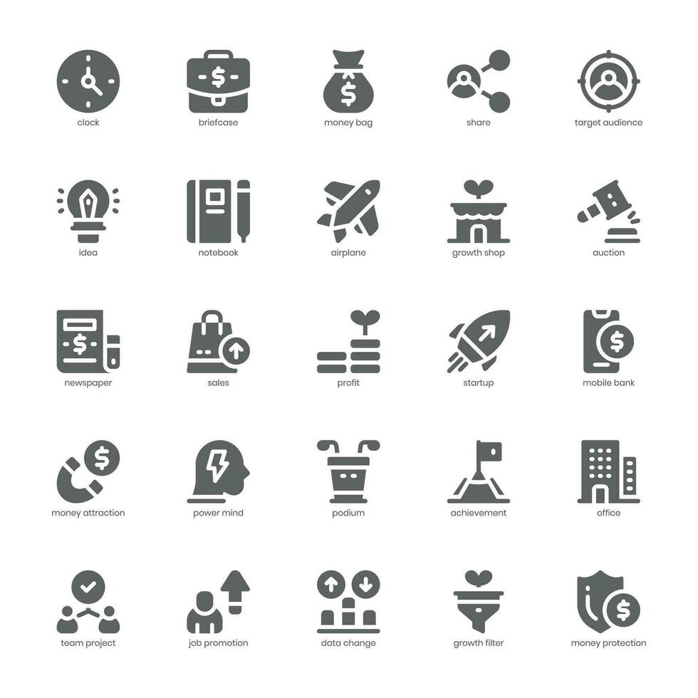 Growth and Strategy icon pack for your website, mobile, presentation, and logo design. Growth and Strategy icon solid design. Vector graphics illustration and editable stroke.