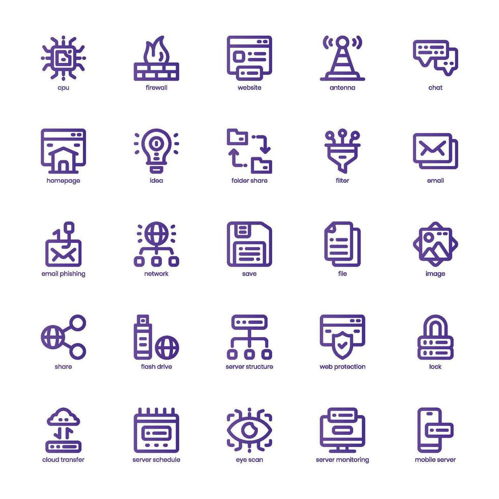 Data Center icon pack for your website, mobile, presentation, and logo design. Data Center icon basic gradient line design. Vector graphics illustration and editable stroke.