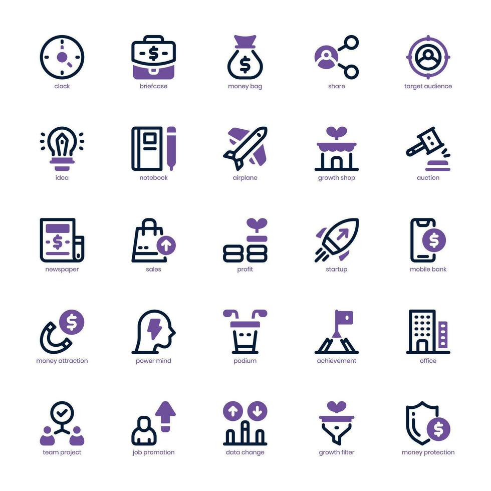 Growth and Strategy icon pack for your website, mobile, presentation, and logo design. Growth and Strategy icon dual tone design. Vector graphics illustration and editable stroke.