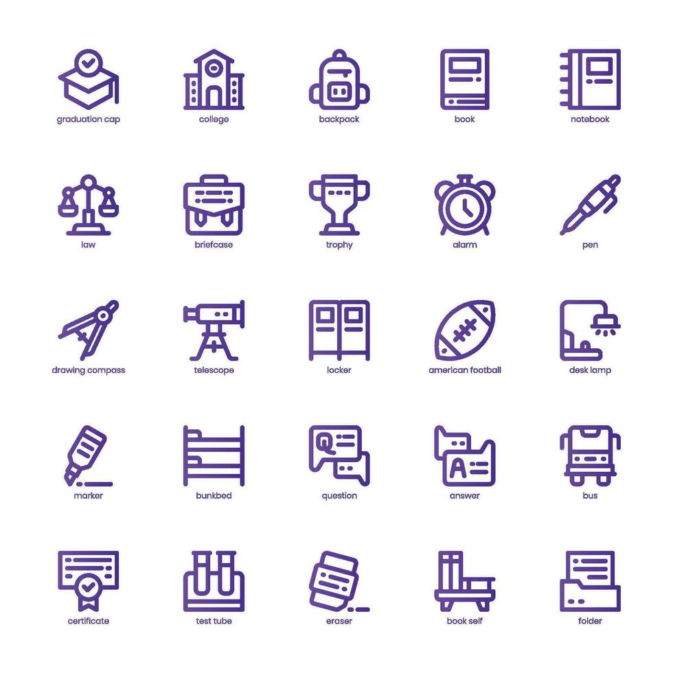 College Life icon pack for your website, mobile, presentation, and logo design. College Life icon basic line gradient design. Vector graphics illustration and editable stroke.