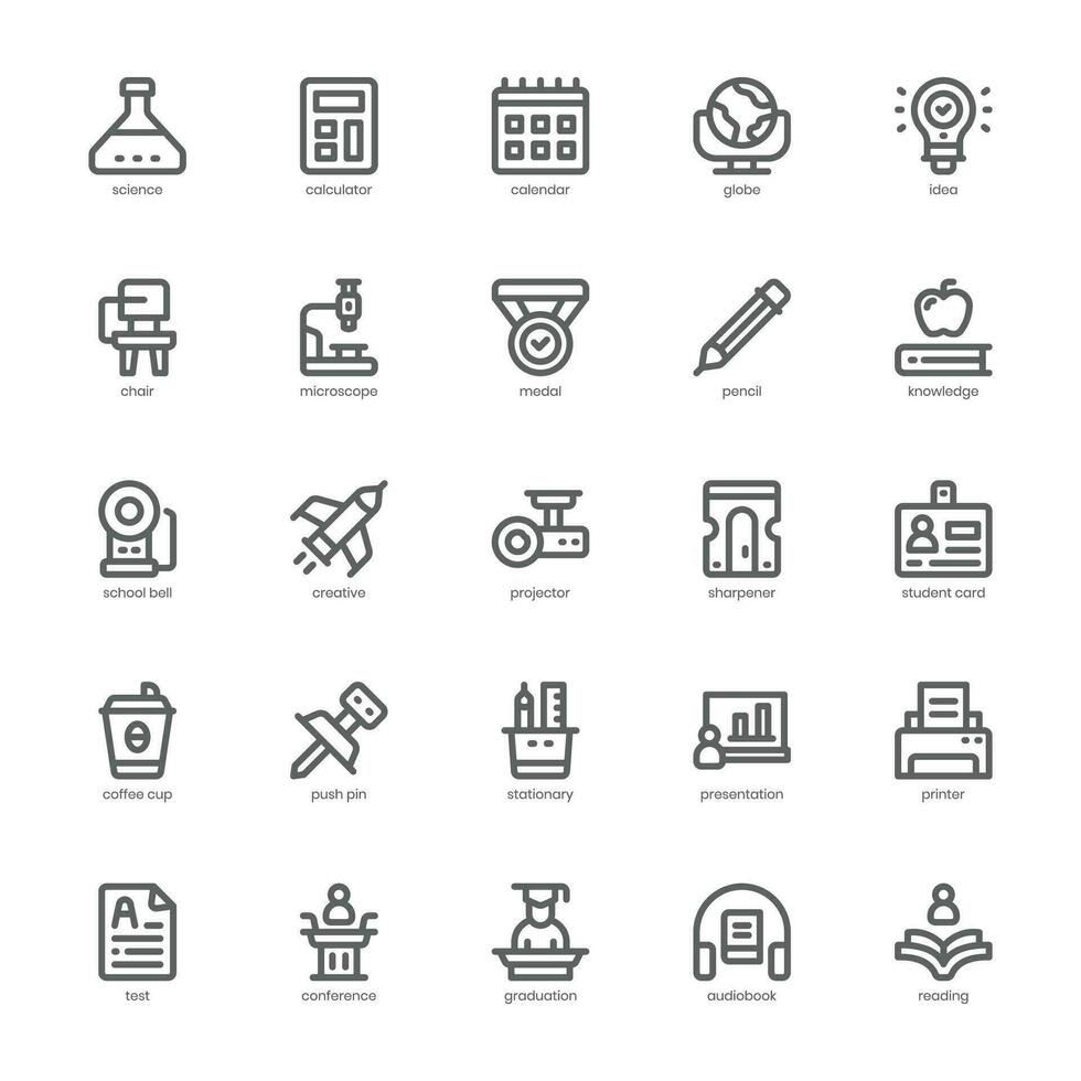 College Life icon pack for your website, mobile, presentation, and logo design. College Life icon outline design. Vector graphics illustration and editable stroke.