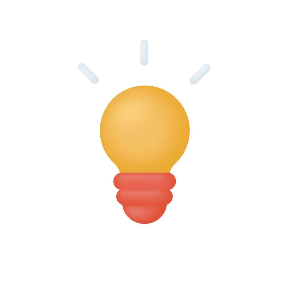 3d Realistic yellow lightbulb vector illustration.