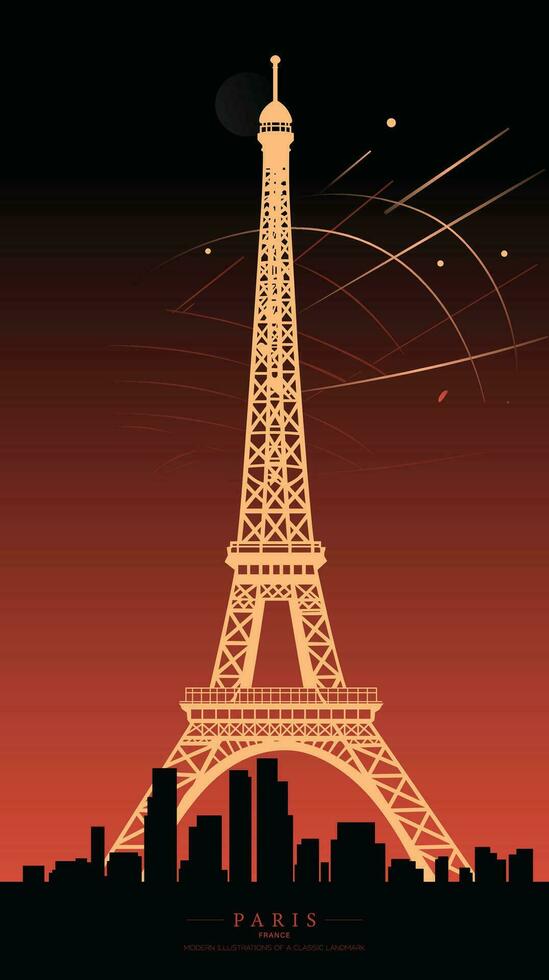 eiffel torre silueta en París horizonte - vector obra de arte