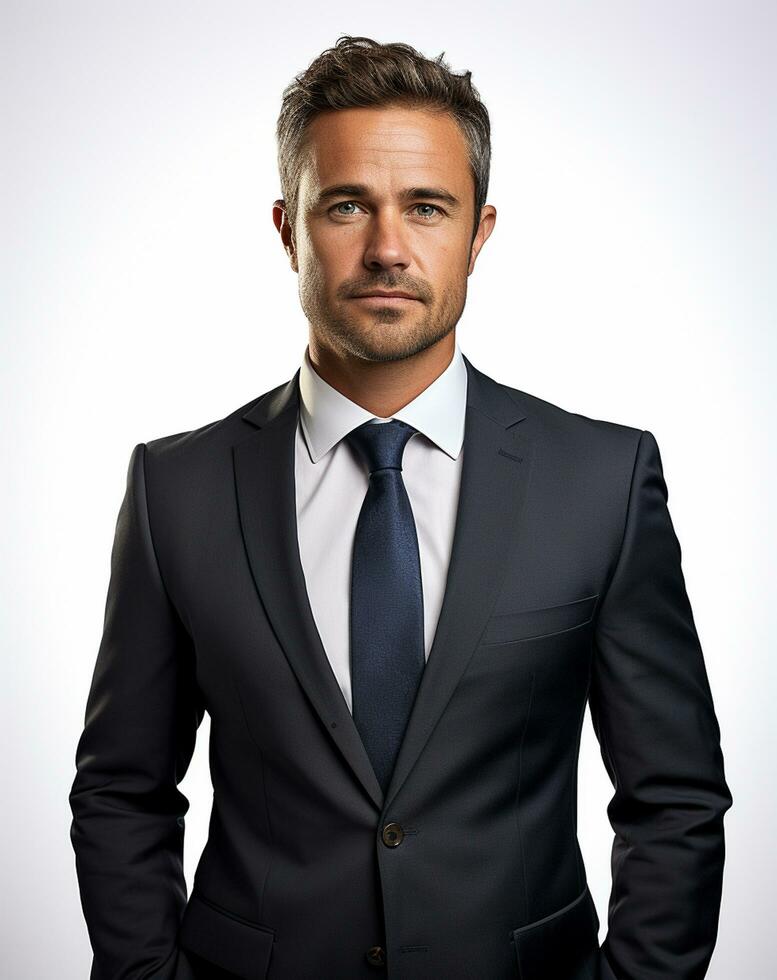 Ai generative Business man in a suit white transparent background photo