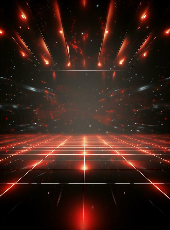 Ai generative Backdrop With Illumination Of Red Spotlights For Flyers realistic image ultra hd high design photo