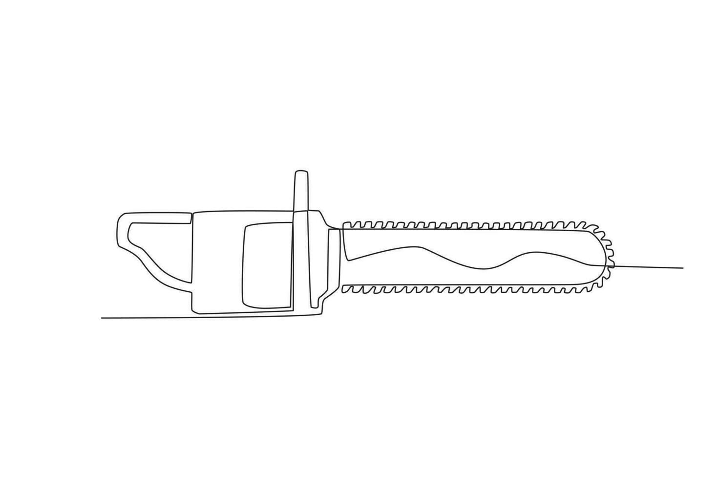 One continuous line drawing of an chainsaw. One line concept graphic design vector illustration of building construction tools