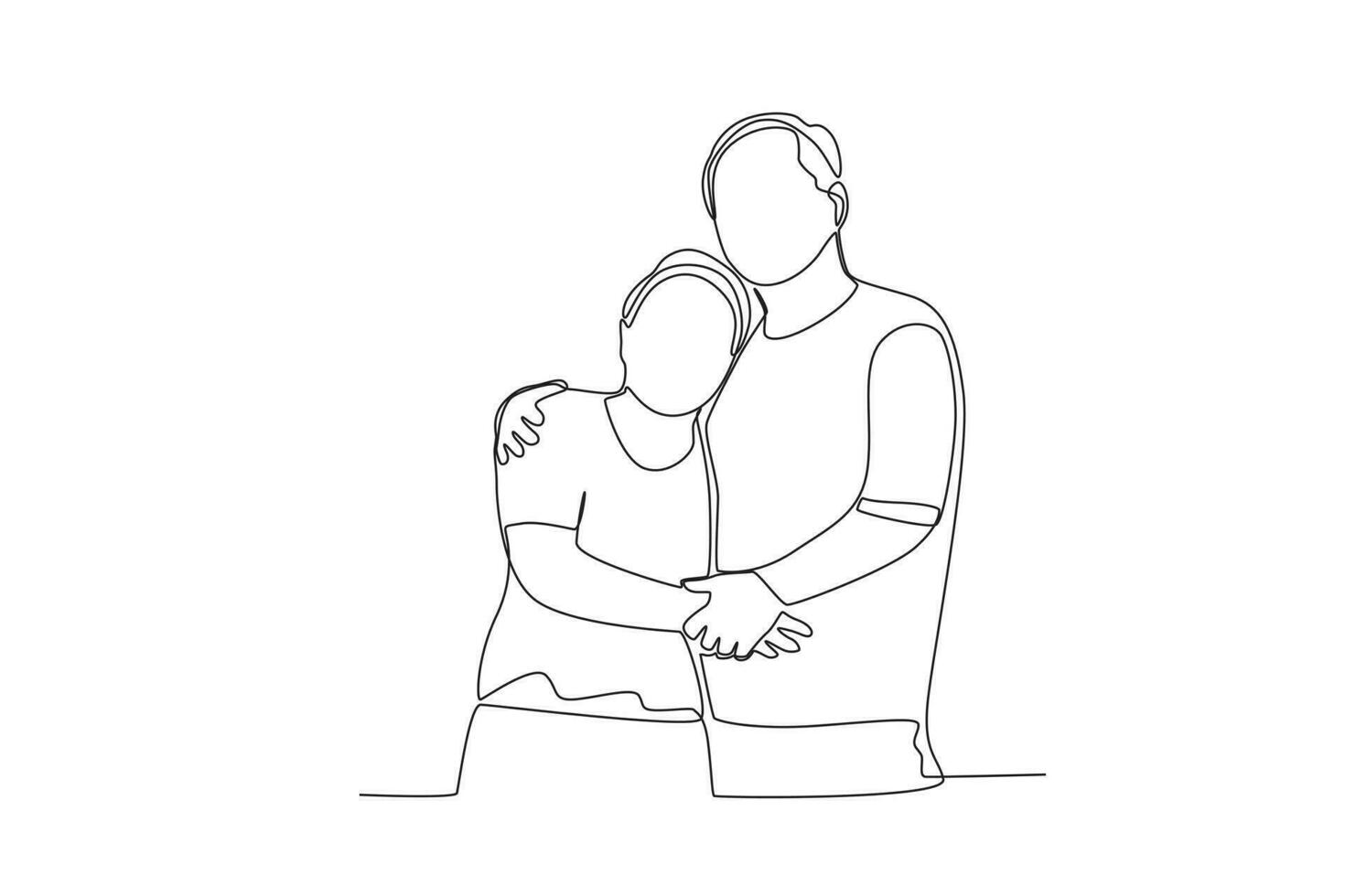 Single continuous line drawing a couple of grandparents embracing vector
