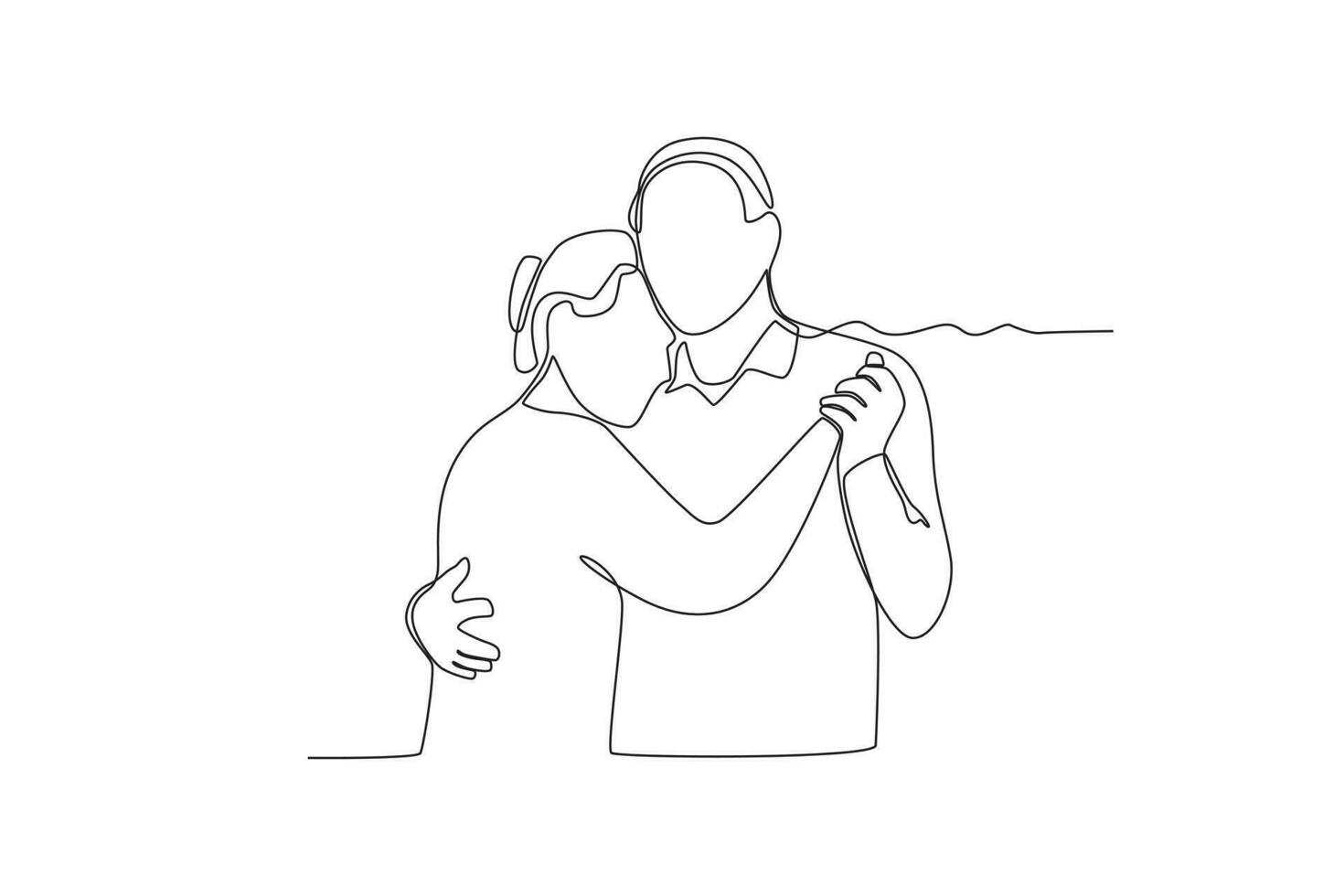 Single continuous line drawing a grandparents who love each other vector