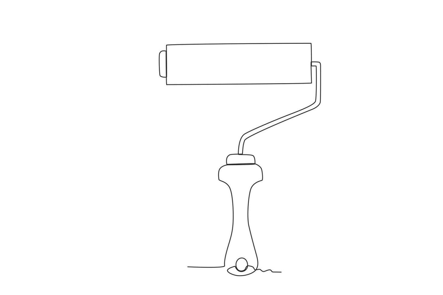 One continuous line drawing of an paint roller. One line concept graphic design vector illustration of building construction tools