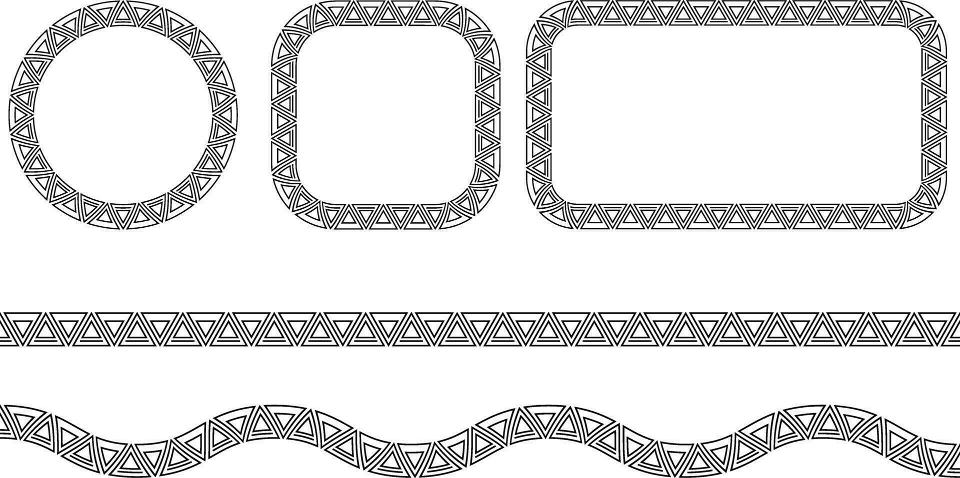 black white african border frame set vector