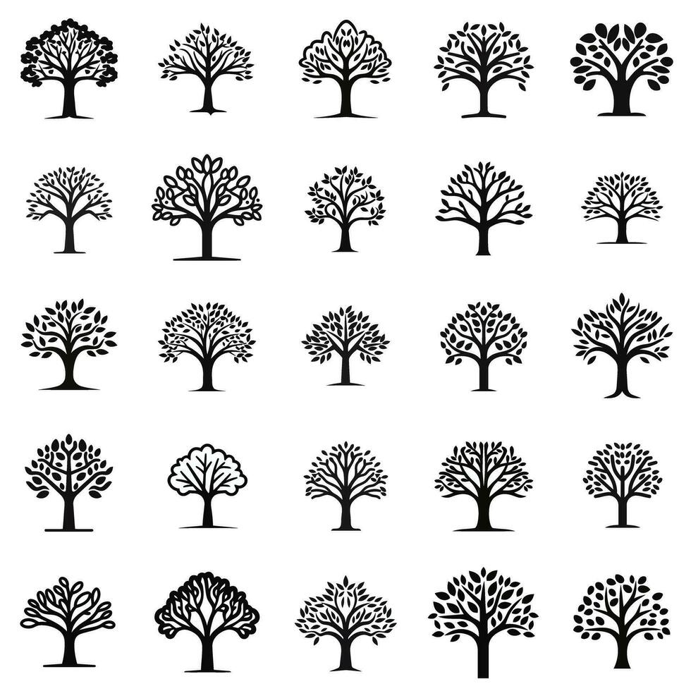 árbol icono minimalista icono conjunto negro contorno vector