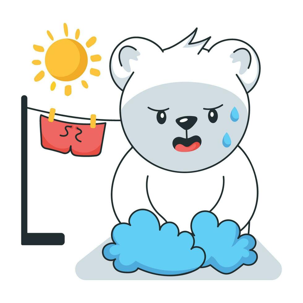 Trendy Bear Washing vector