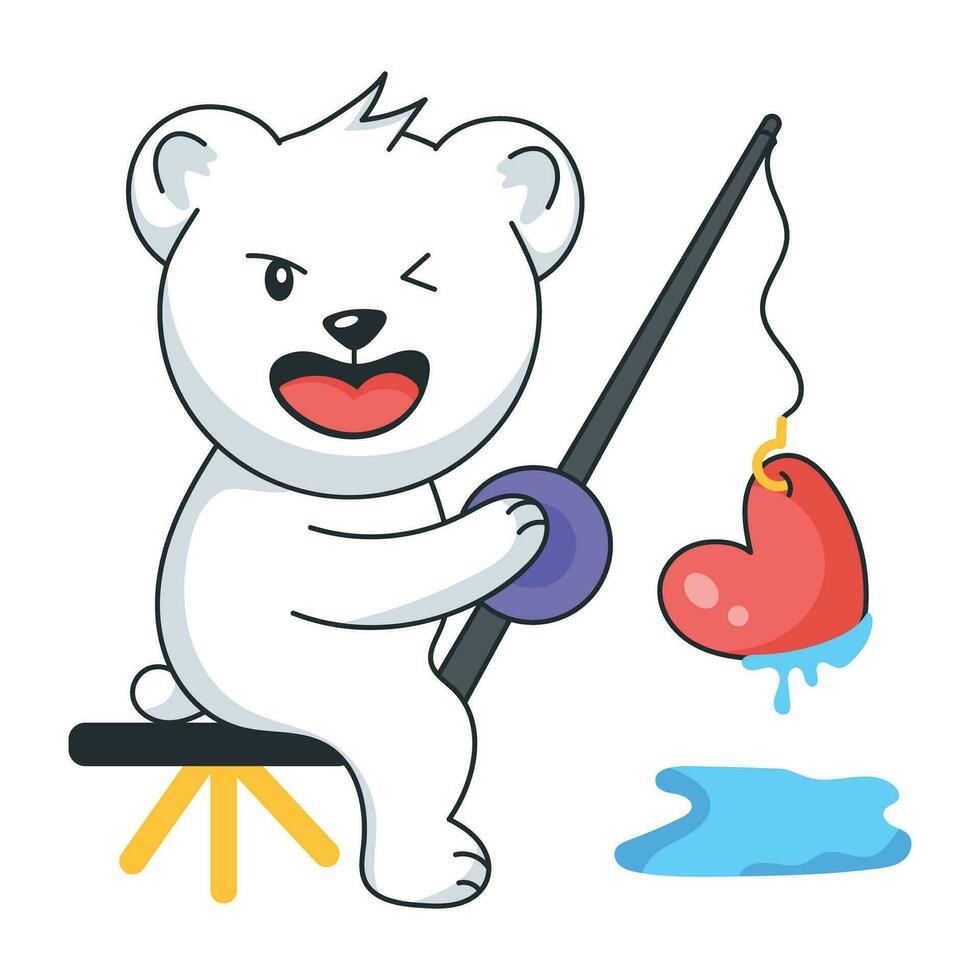 Trendy Bear Fishing vector