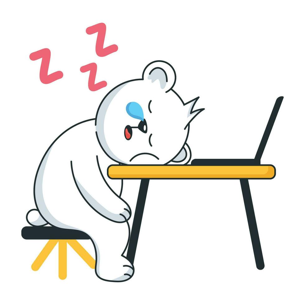 Trendy Tired Bear vector
