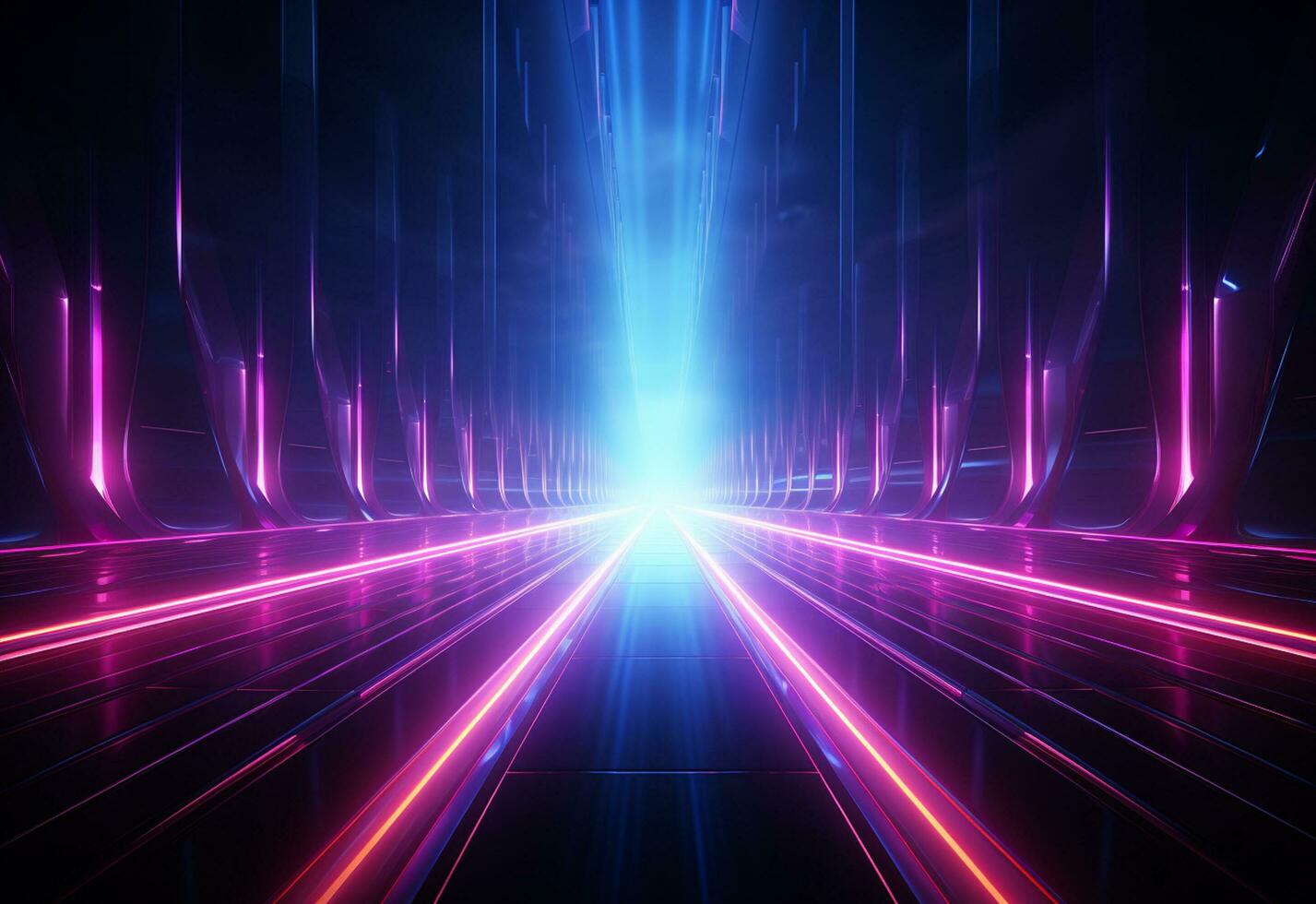 Ai Generative Neon illuminated futuristic backdrop realistic image, ultra hd, high design very detailed photo
