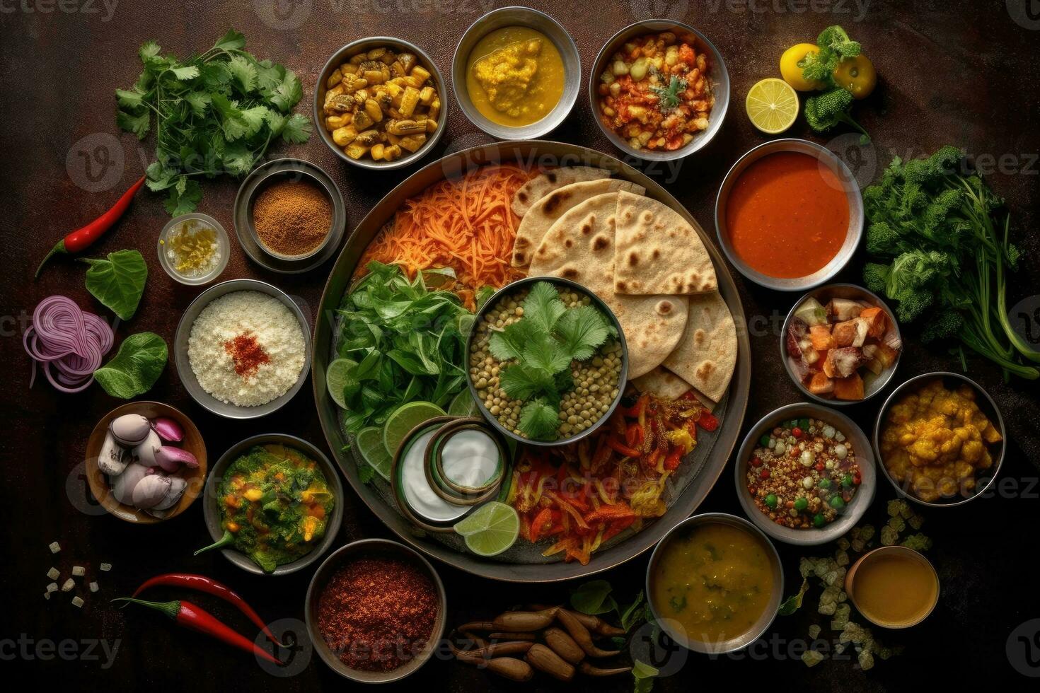 en el cocina indio comida un hiper realista ai generado foto
