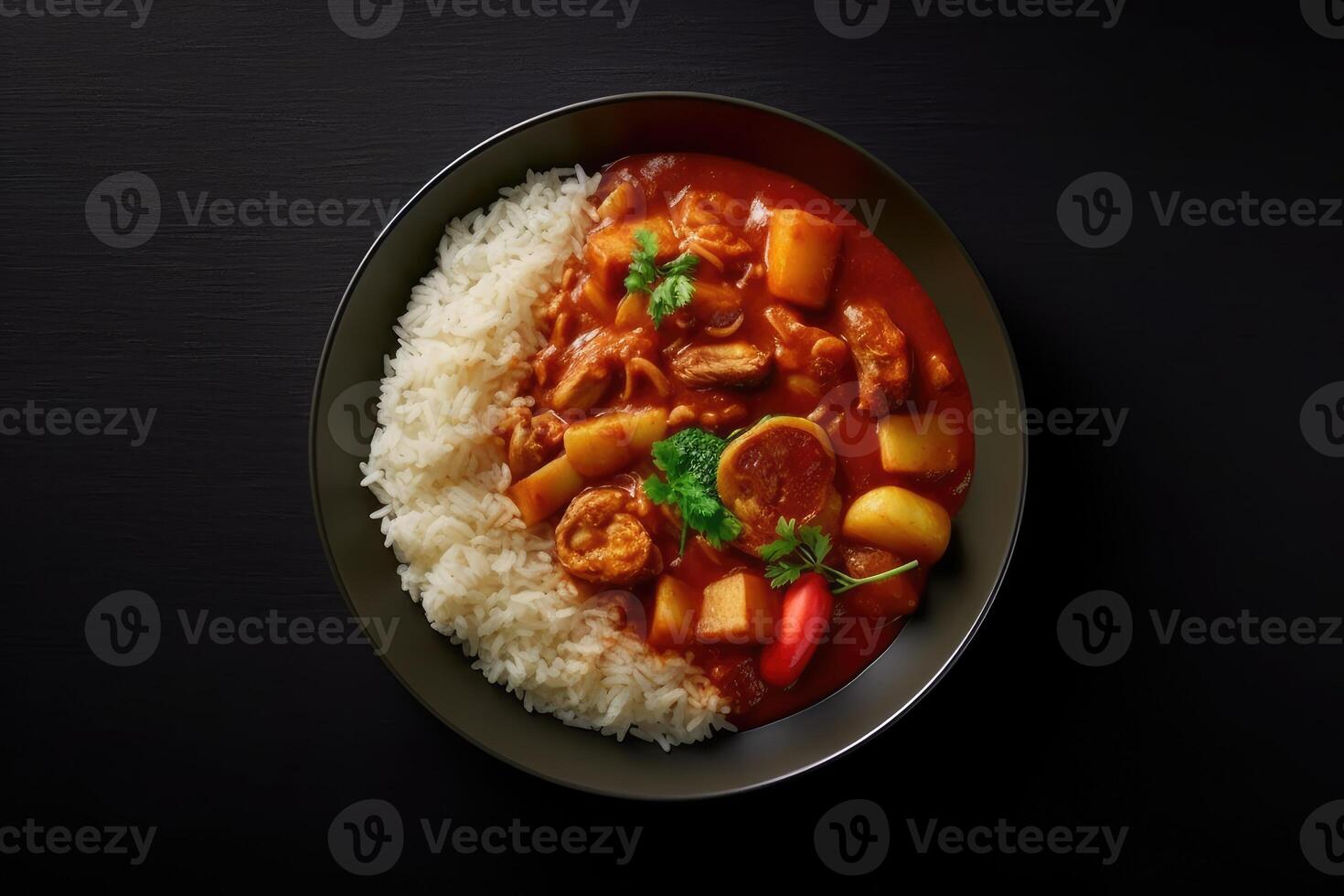 hyper realistic quality of curry rice AI Generated photo