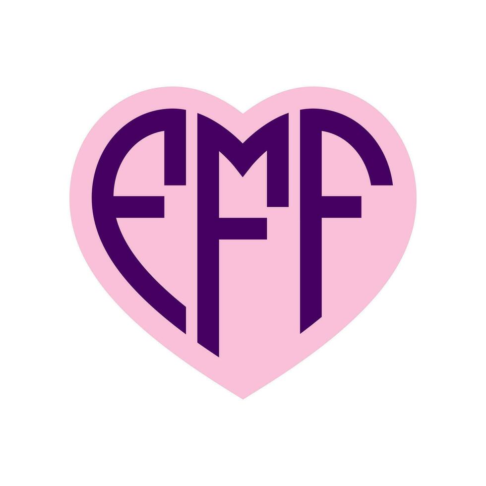 Logo F Heart Monogram 3 Letters Alphabet Font Love Logo Valentine Logotype Embroidery vector
