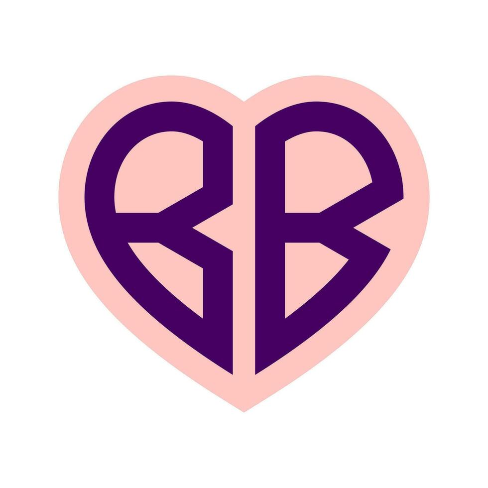 Logo B Heart Monogram 2 Letters Alphabet Font Love Logo Valentine Logotype Embroidery vector