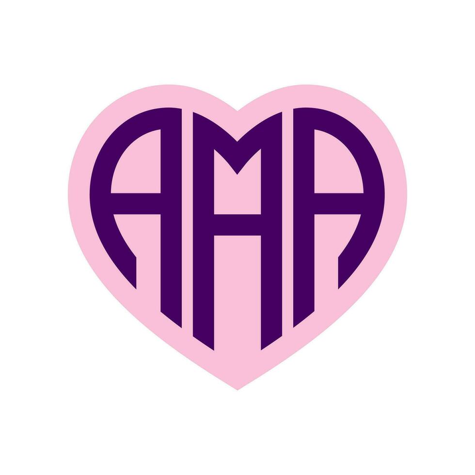 logo un corazón monograma 3 letras alfabeto fuente amor logo enamorado logotipo bordado vector