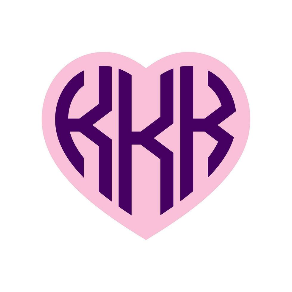 logo k corazón monograma 3 letras alfabeto fuente amor logo enamorado logotipo bordado vector