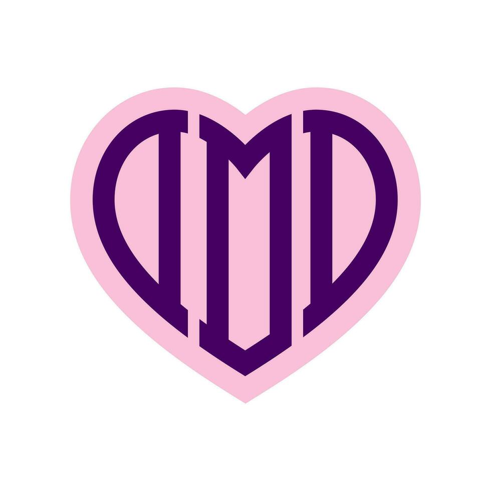 Logo D Heart Monogram 3 Letters Alphabet Font Love Logo Valentine Logotype Embroidery vector