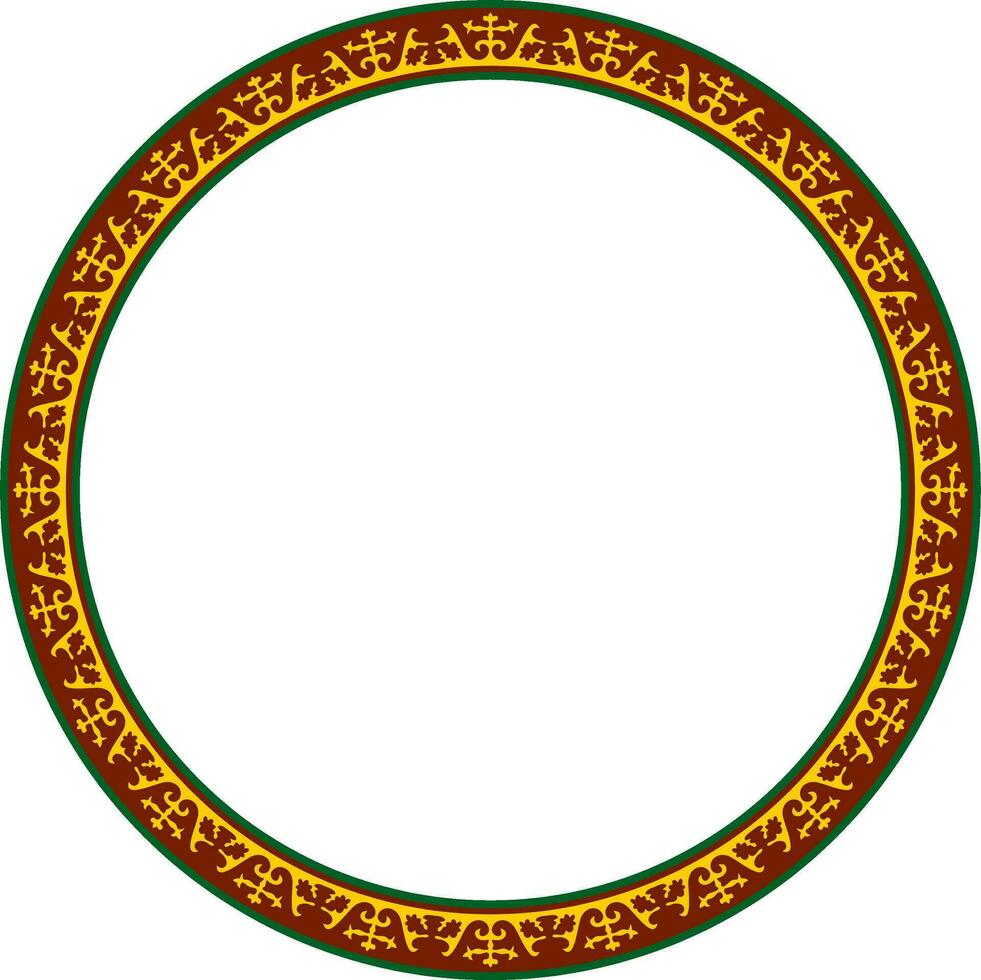 Vector colored round Kazakh national ornament. Ethnic pattern of the peoples of the Great Steppe, Mongols, Kyrgyz, Kalmyks, .Buryats. circle, frame border