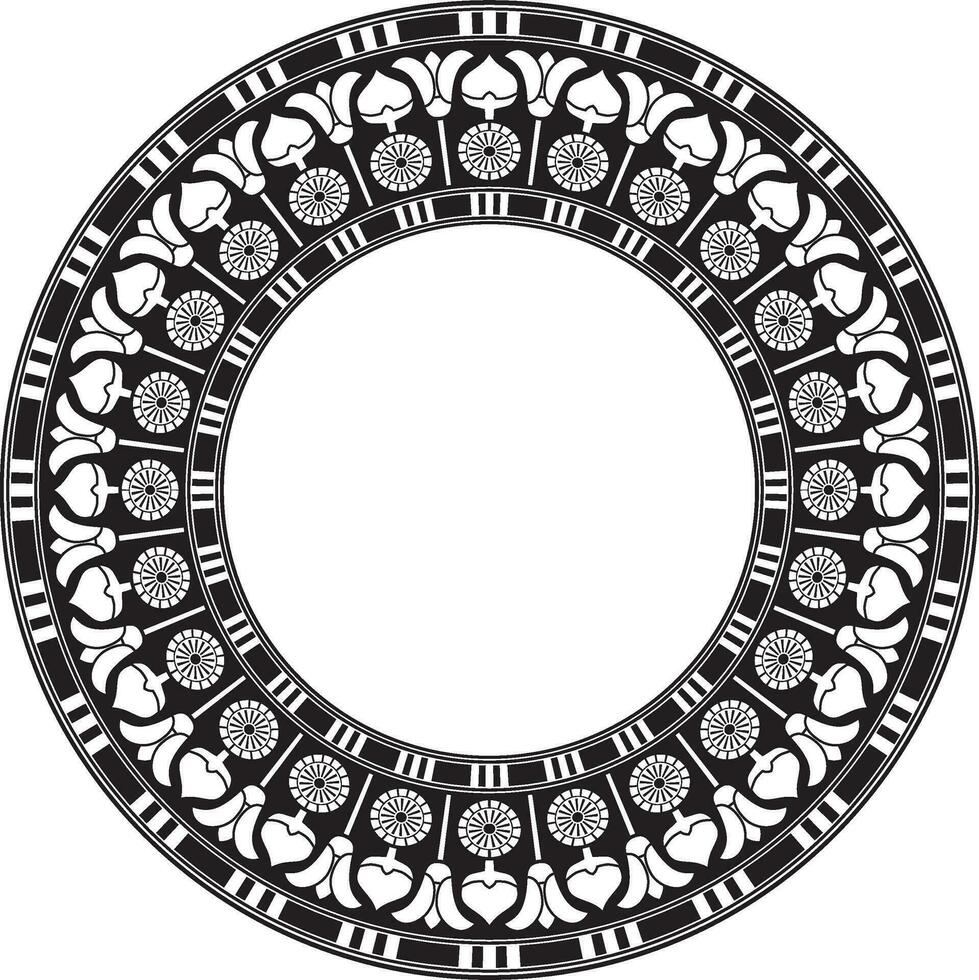 Vector monochrome black round Egyptian ornament. Endless Circle, Ring of Ancient Egypt. Geometric African frame