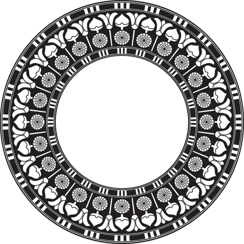 Vector monochrome black round Egyptian ornament. Endless Circle, Ring of Ancient Egypt. Geometric African frame