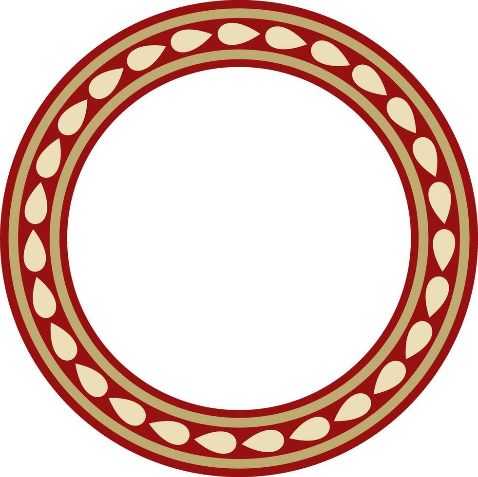 Vector gold with red round Jewish ornament. Star of David. Semitic circle, ring. Jerusalem