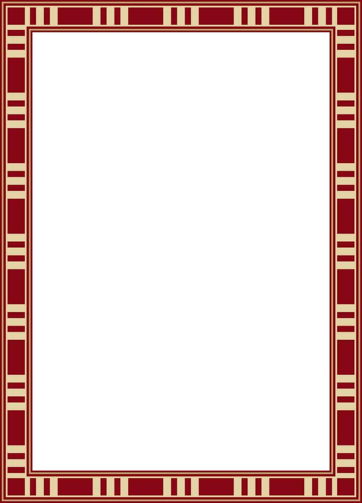 Vector square red with gold Egyptian ornament. Endless border, ancient Egypt frame