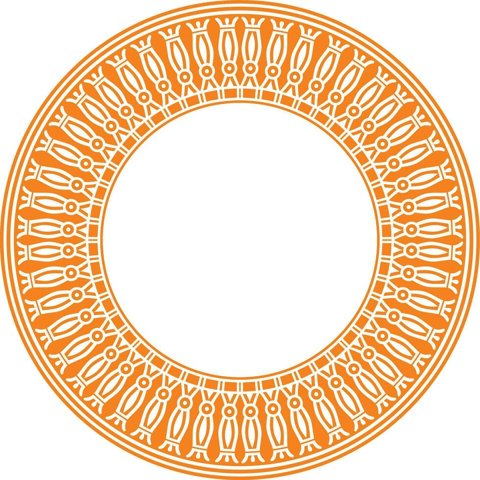 vector naranja redondo egipcio borde. circulo ornamento de antiguo África. modelo de loto flores y Dom.