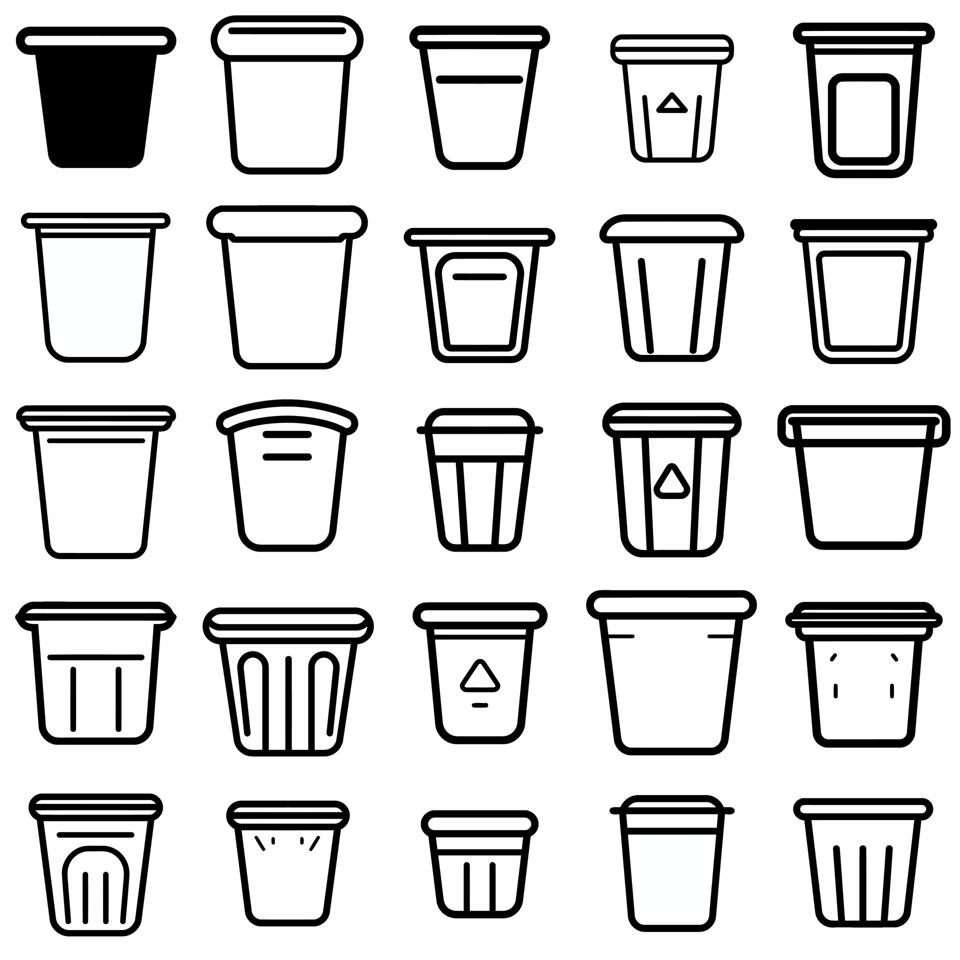 Trash Can Trash Bin Icon Set Black Outline 29344707 Vector Art at Vecteezy