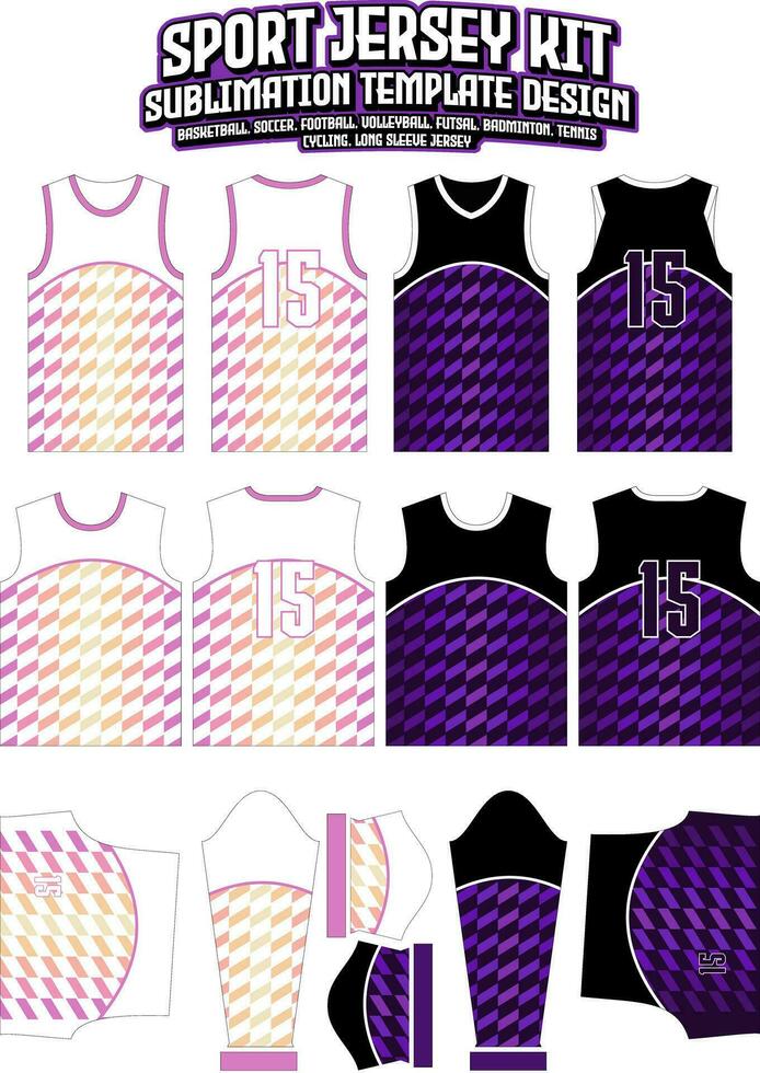 Pink Diagonal Stripes Jersey Design Sportswear Layout Template vector