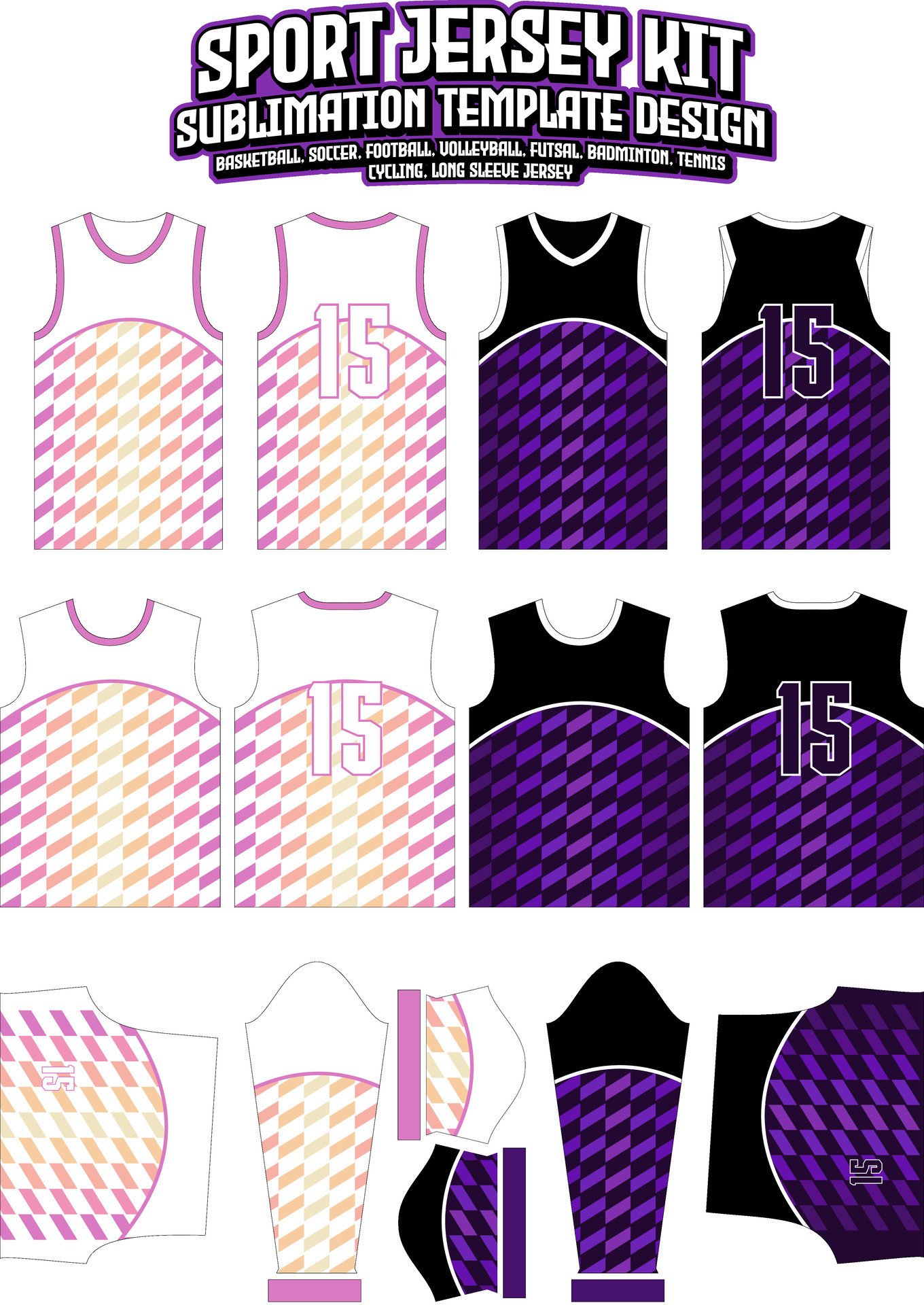 Diagonal Pattern - Custom Soccer Jerseys Kit Sublimated Design