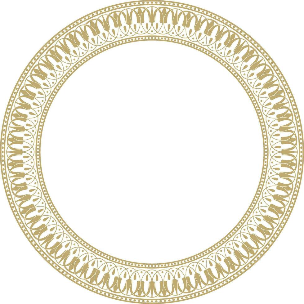Vector gold round classic Greek meander ornament. Pattern, circle of Ancient Greece. Border, frame, ring of the Roman Empire