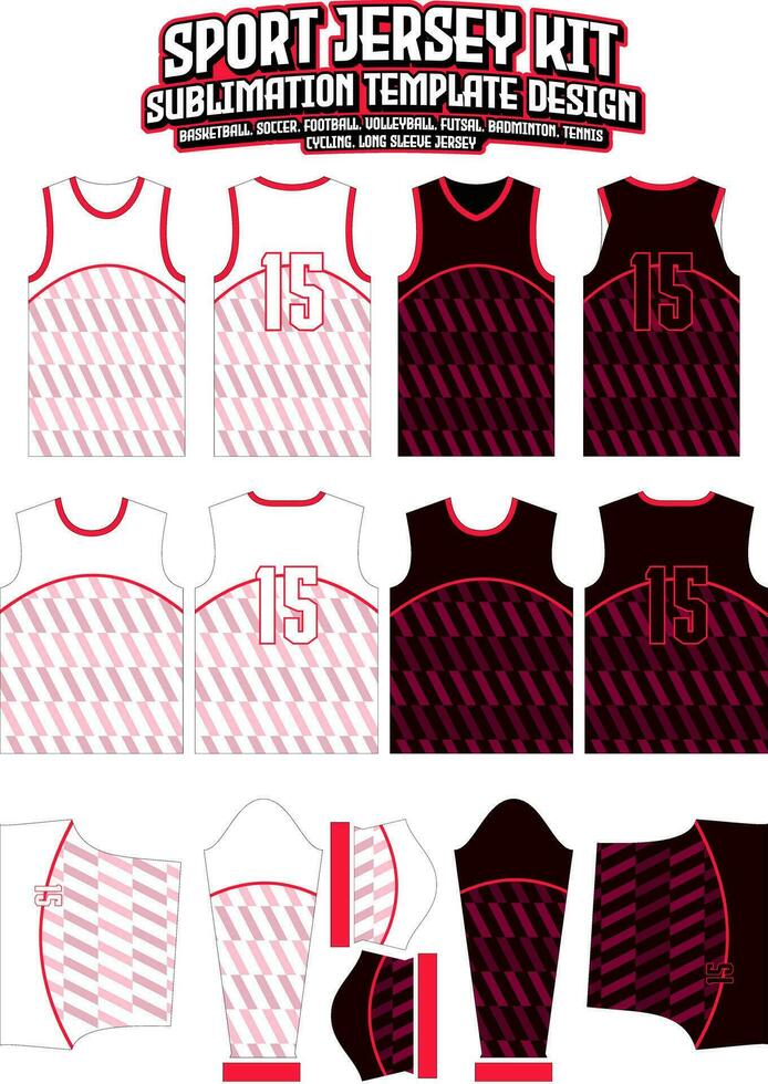 Red Diagonal Stripes Jersey Design Sportswear Layout Template vector