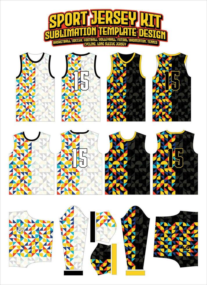 Colorful Shapes Jersey Design Sportswear Layout Template vector