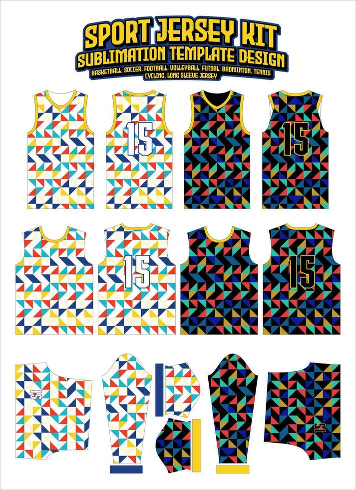 Abstract Colorful Triangle Jersey Design Sportswear Layout Template vector