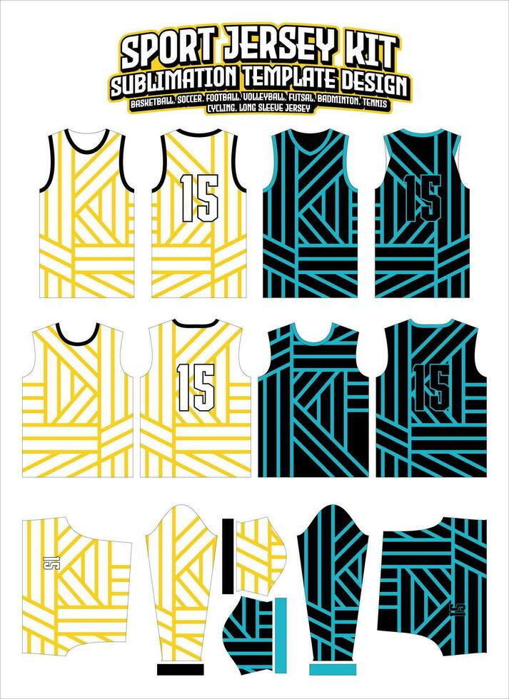 Geometric Lines Jersey Design Sportswear Layout Template vector