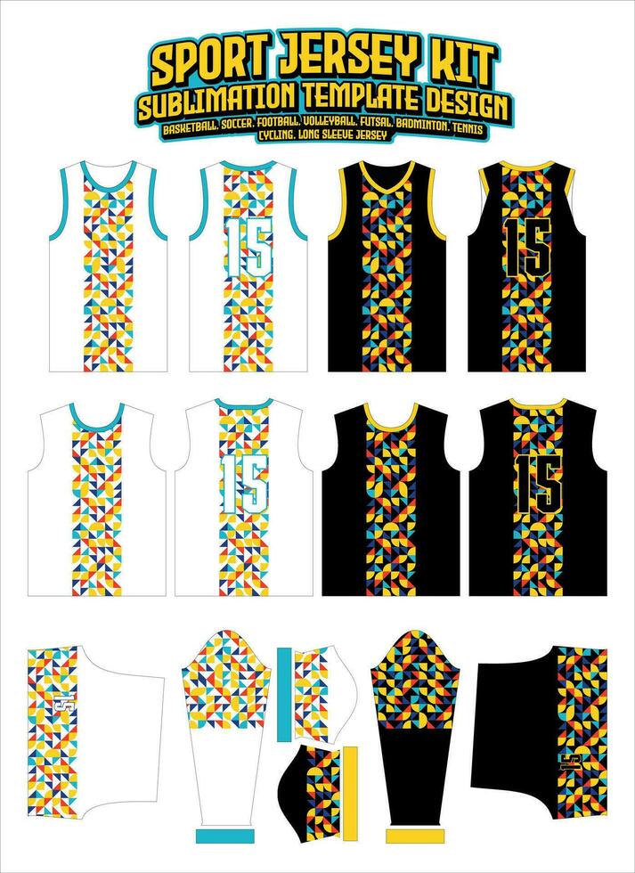 Abstract Shapes Colorful Jersey Design Sportswear Layout Template vector