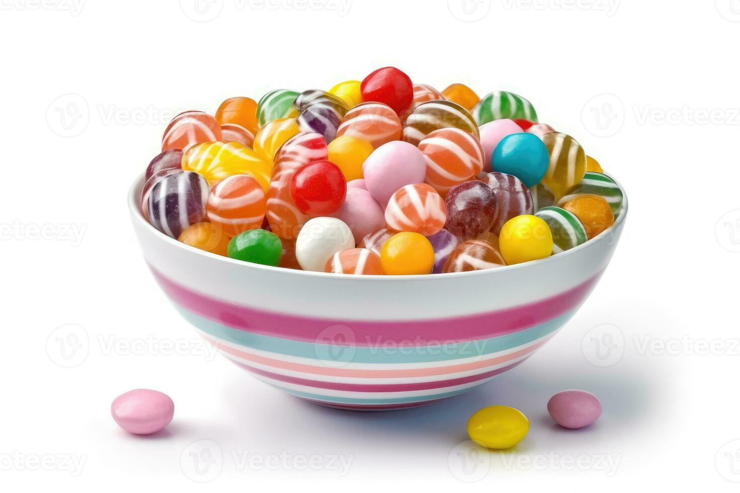 hyper realistic quality of a bowl of candy AI Generated photo