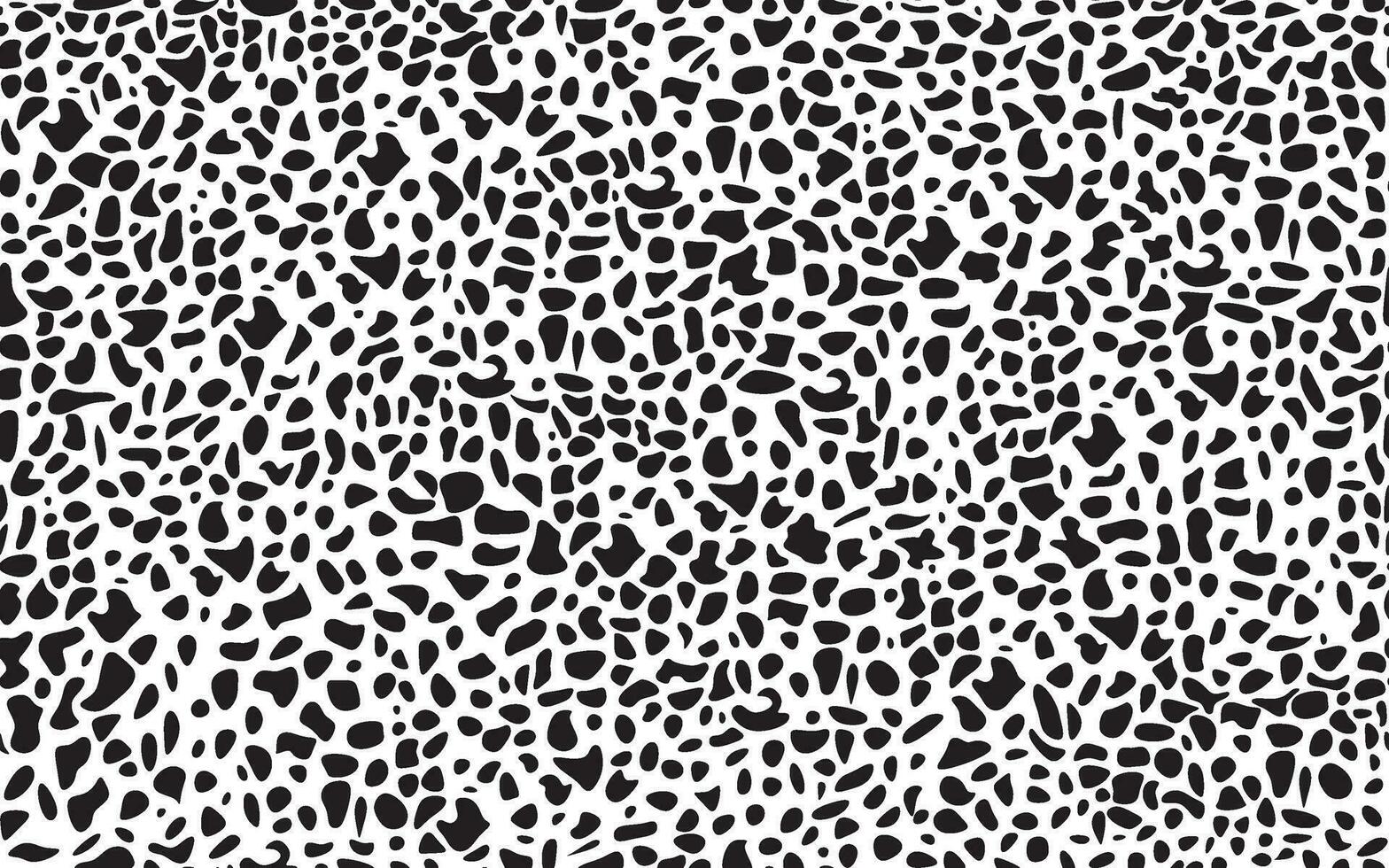 Vector seamless pattern dalmatian dog skin. Black and white monochrome spots. repeating texture background.