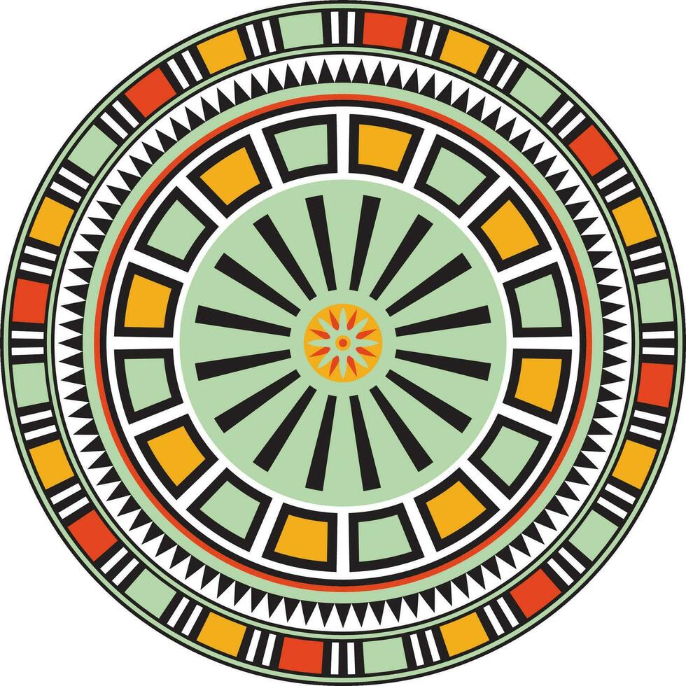 Vector colorful round Egyptian ornament. Endless Circle, Ring of Ancient Egypt. Geometric African frame