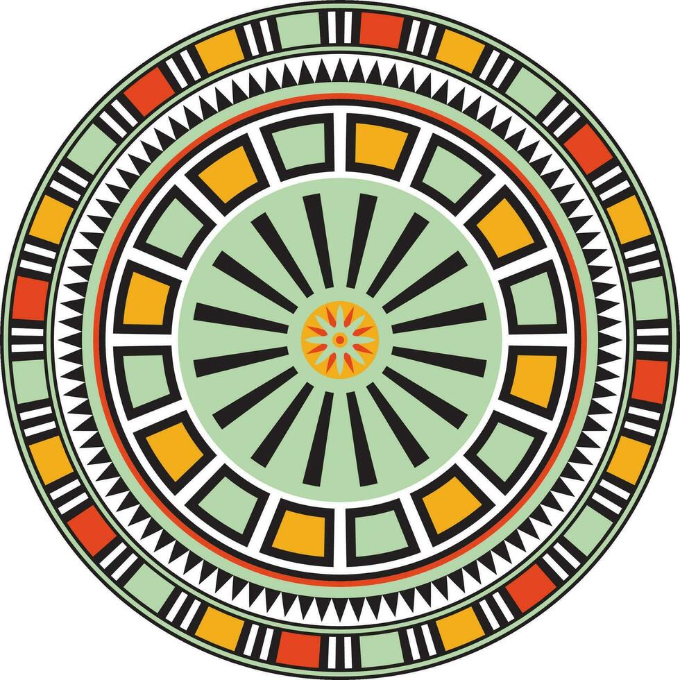 Vector colorful round Egyptian ornament. Endless Circle, Ring of Ancient Egypt. Geometric African frame